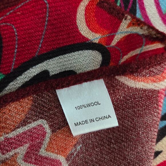 Vivienne Tam Hong Kong Dragon Year of Rabbit Graphic Pop Art Woven Wool Scarf - Picture 8 of 9